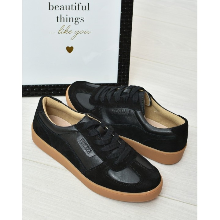 Buty sportowe skórzane Vinceza 7933 Czarne