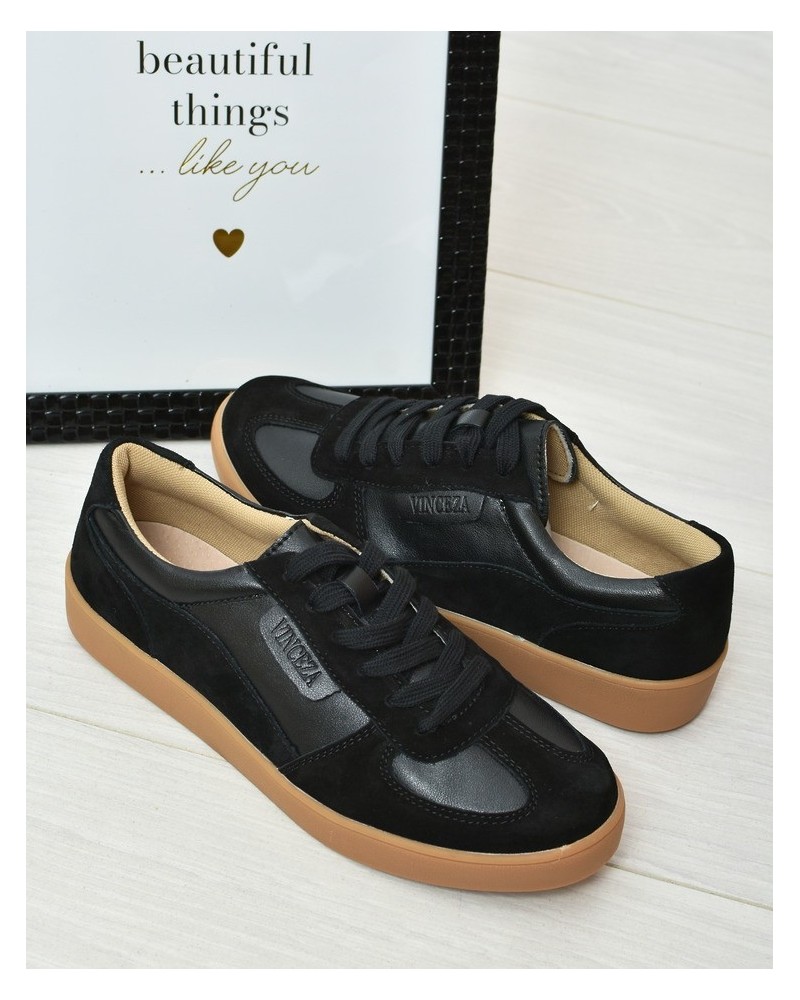Buty sportowe skórzane Vinceza 7933 Czarne