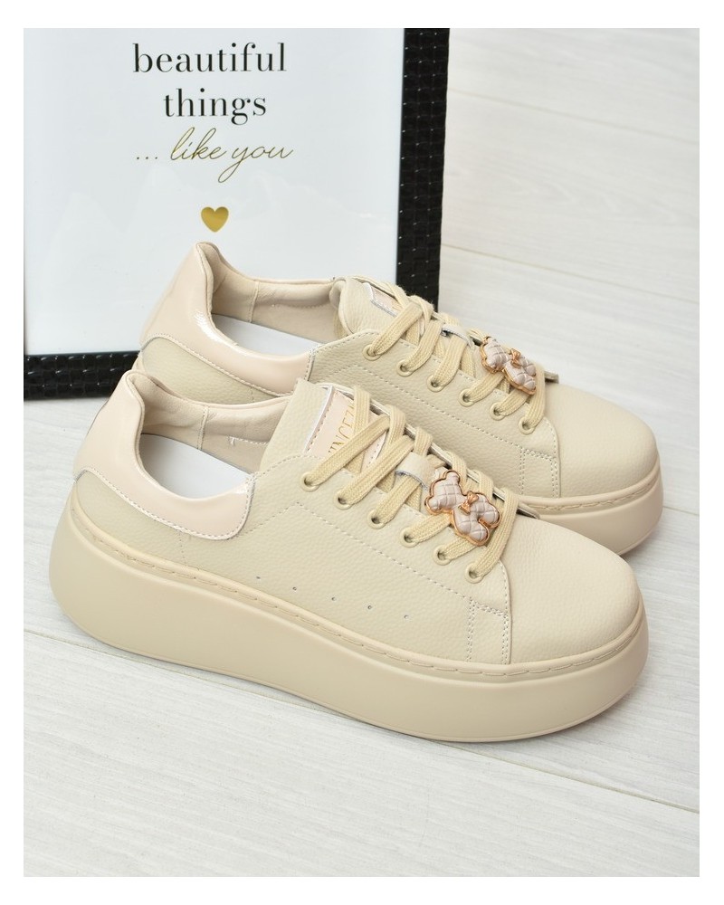 Sneakersy damskie skórzane Vinceza 66641 Beżowe