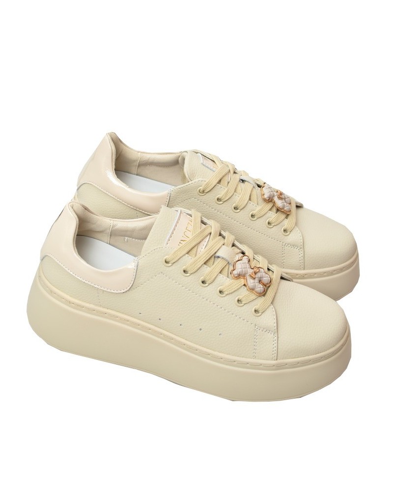 Sneakersy damskie skórzane Vinceza 66641 Beżowe