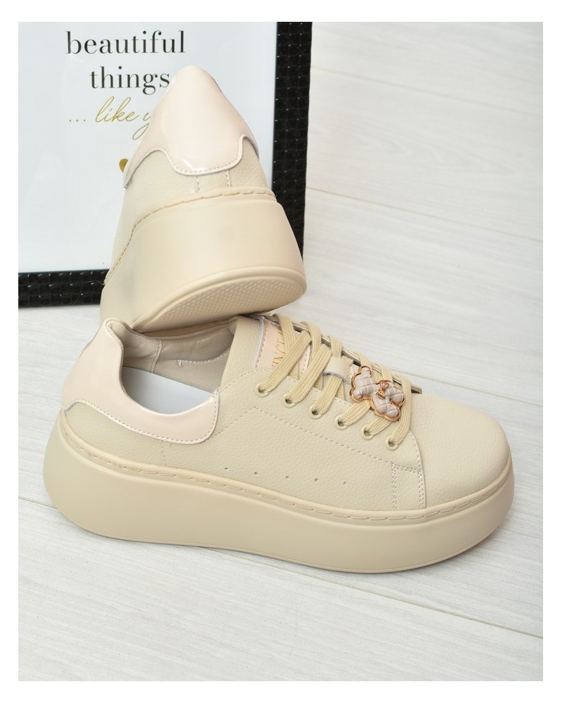 Sneakersy damskie skórzane Vinceza 66641 Beżowe