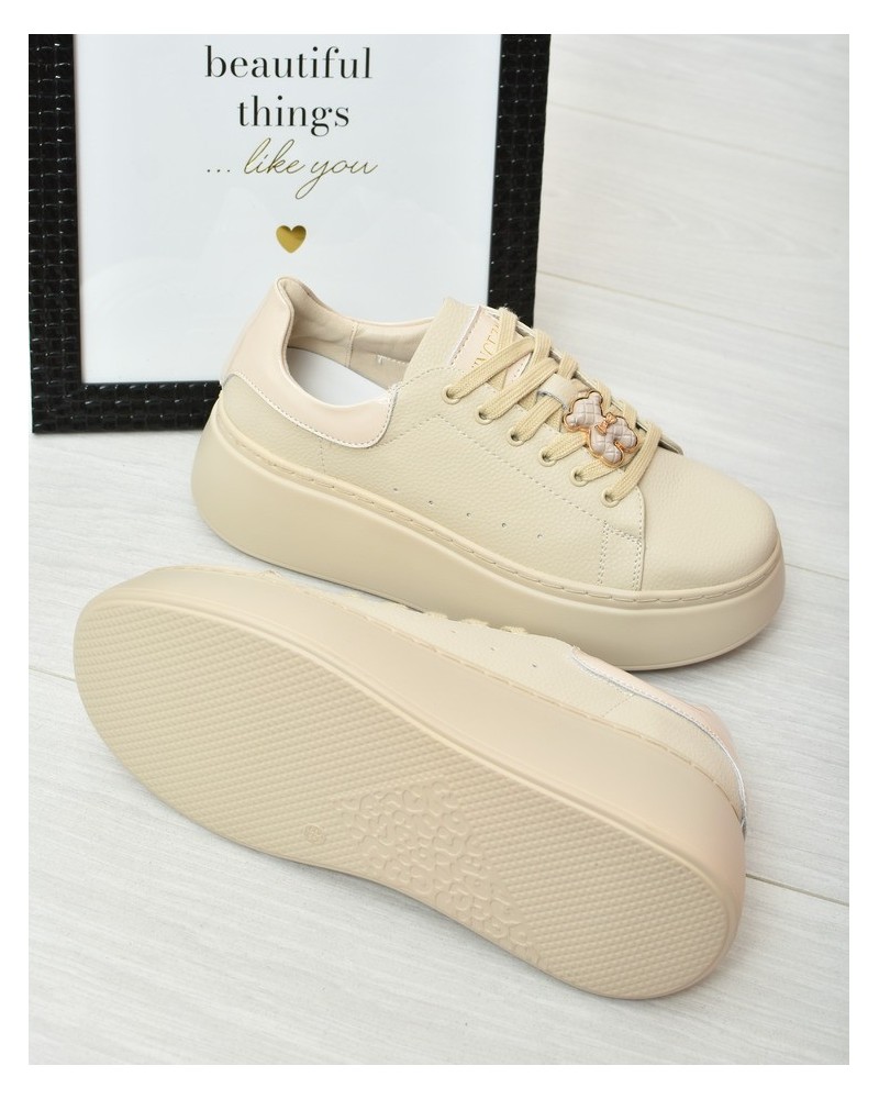 Sneakersy damskie skórzane Vinceza 66641 Beżowe