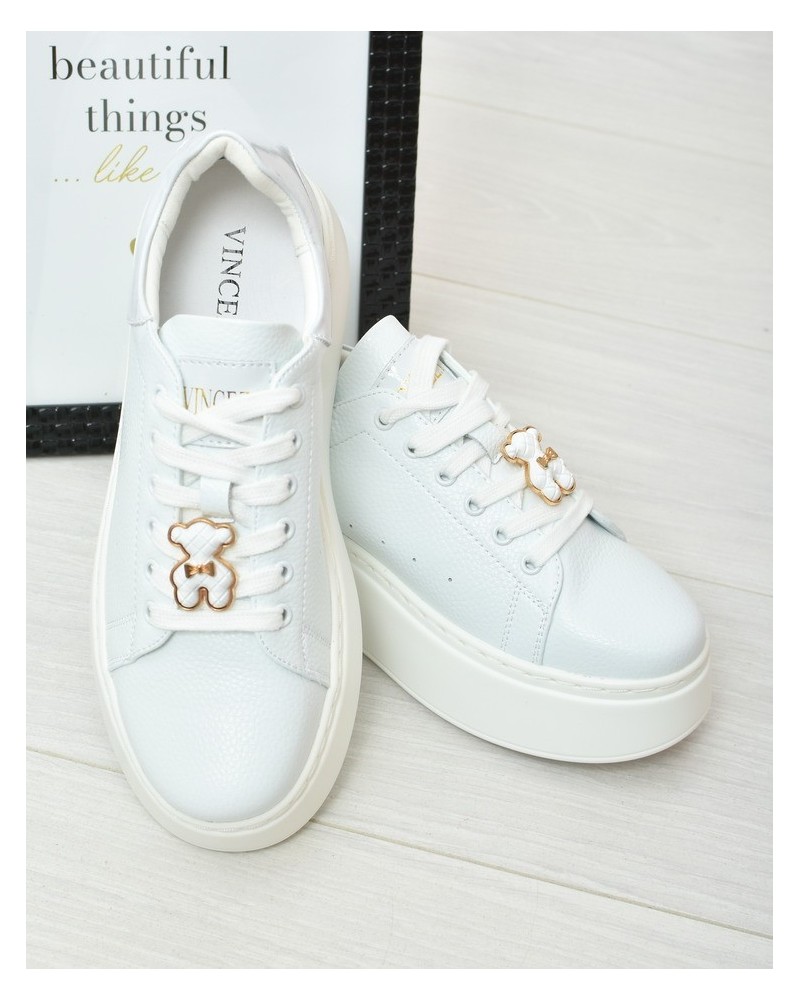 Sneakersy damskie skórzane Vinceza 66641 Białe