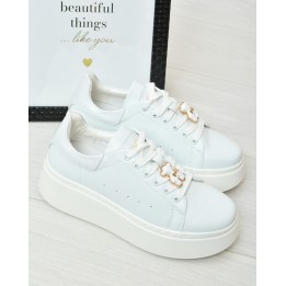 Sneakersy damskie skórzane Vinceza 66641 Białe