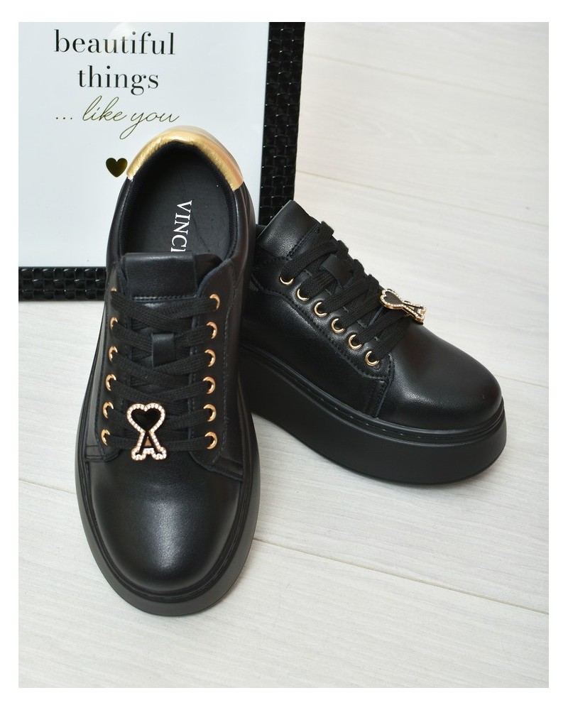 Sneakersy damskie skórzane Vinceza 66700 Czarne