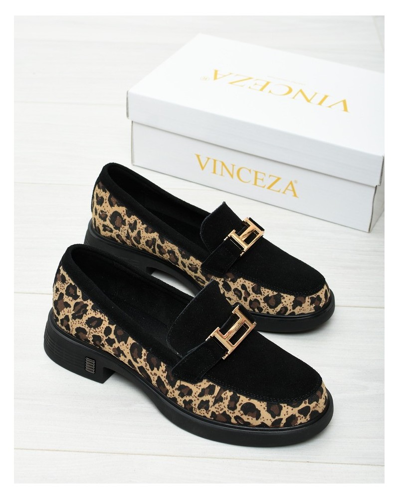 Mokasyny damskie Vinceza 66791 Czarne Zamsz