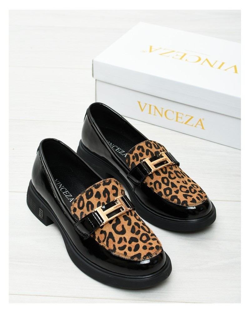 Mokasyny damskie Vinceza 66790 Czarne Lakier