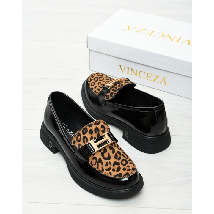 Mokasyny damskie Vinceza 66790 Czarne Lakier