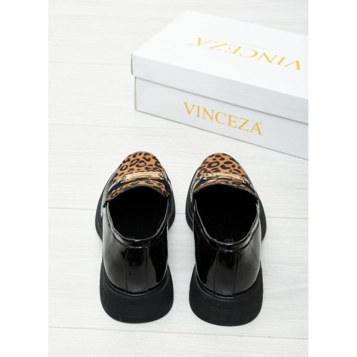 Mokasyny damskie Vinceza 66790 Czarne Lakier