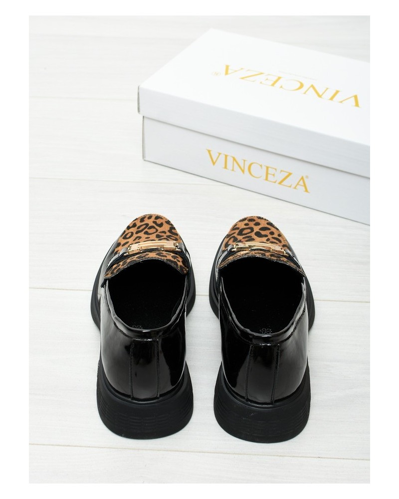 Mokasyny damskie Vinceza 66790 Czarne Lakier