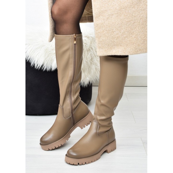 Kozaki damskie Potocki 12729 Khaki