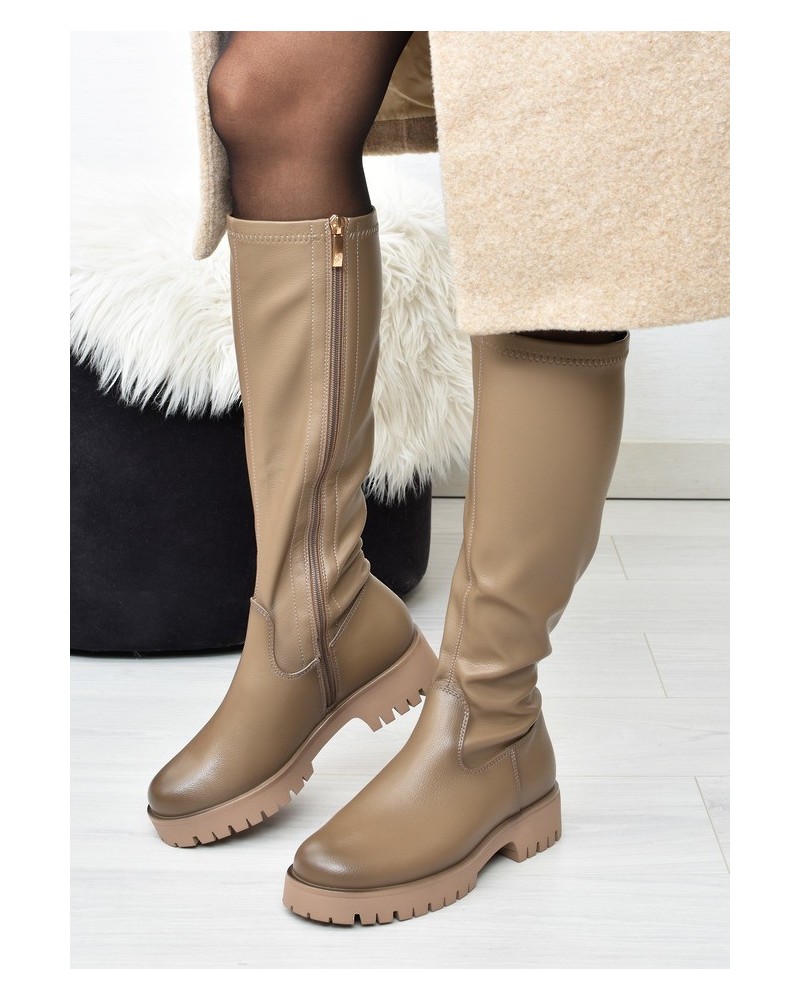 Kozaki damskie Potocki 12729 Khaki