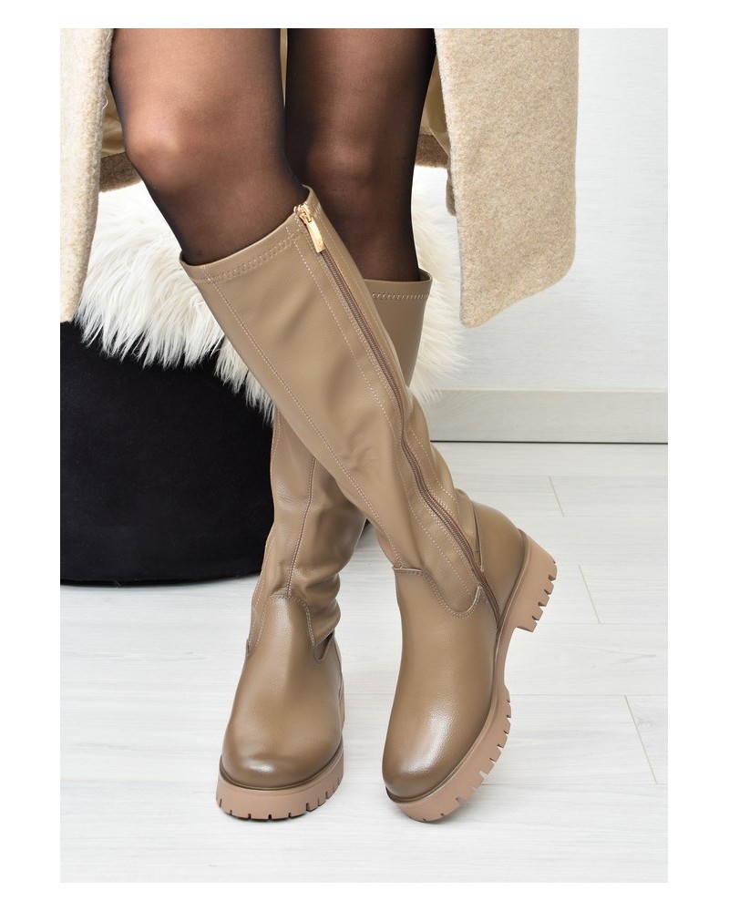 Kozaki damskie Potocki 12729 Khaki