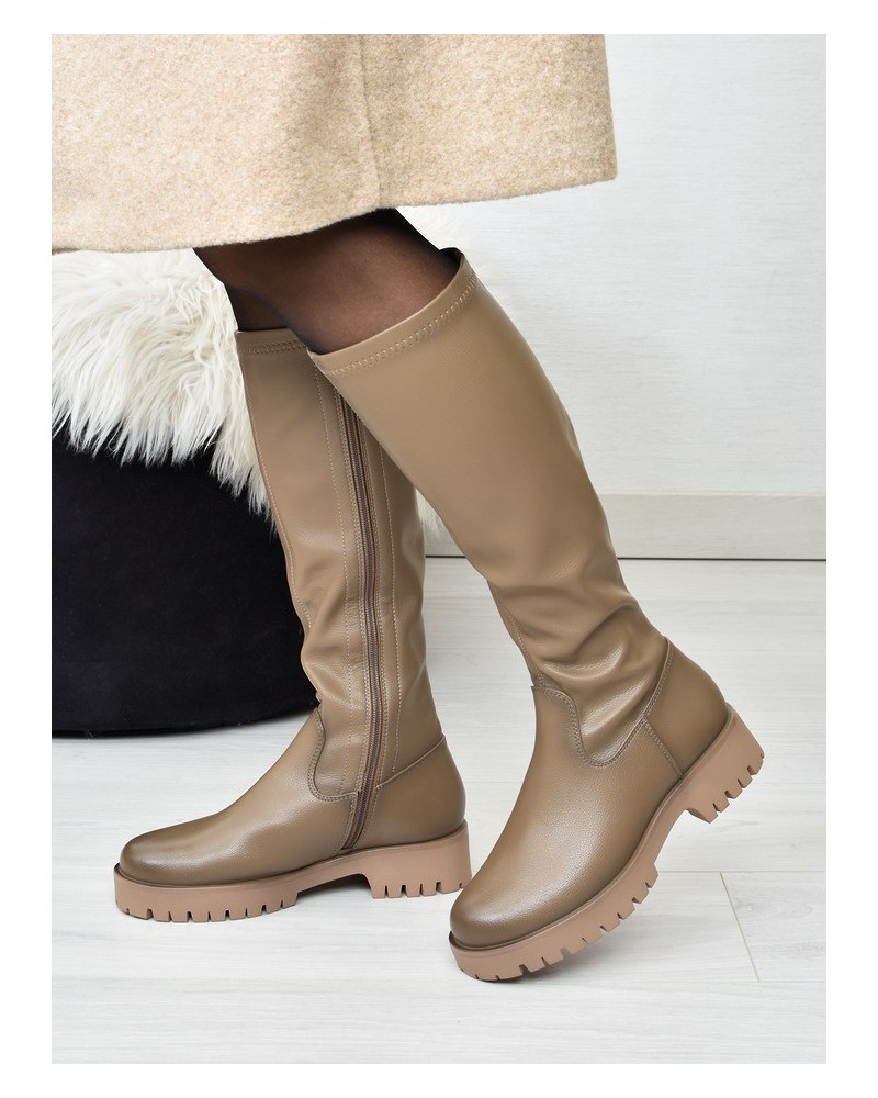 Kozaki damskie Potocki 12729 Khaki