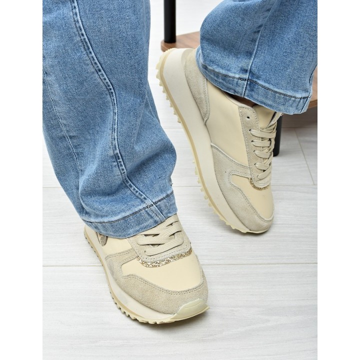 Sneakersy damskie Kobbo 100103 Beż