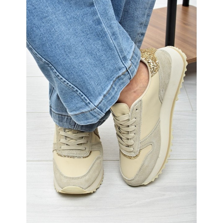 Sneakersy damskie Kobbo 100103 Beż