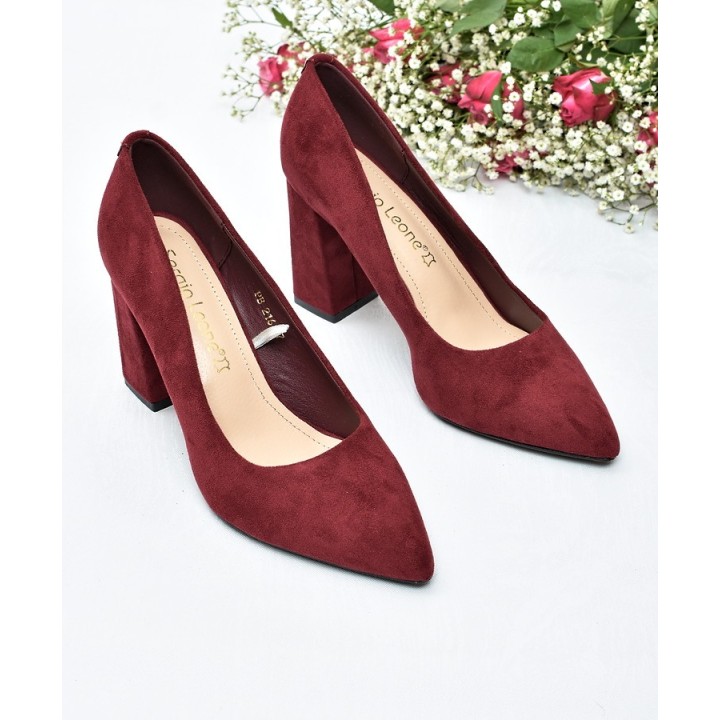 Obuwie damskie Sergio Leone PB216 Bordo zamsz