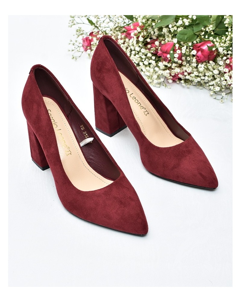 Obuwie damskie Sergio Leone PB216 Bordo zamsz