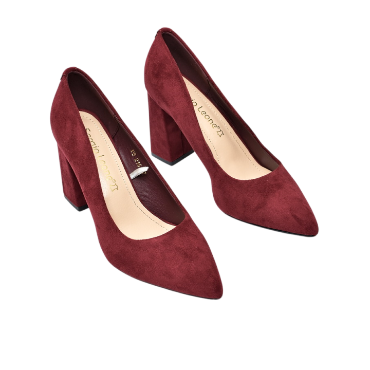Obuwie damskie Sergio Leone PB216 Bordo zamsz