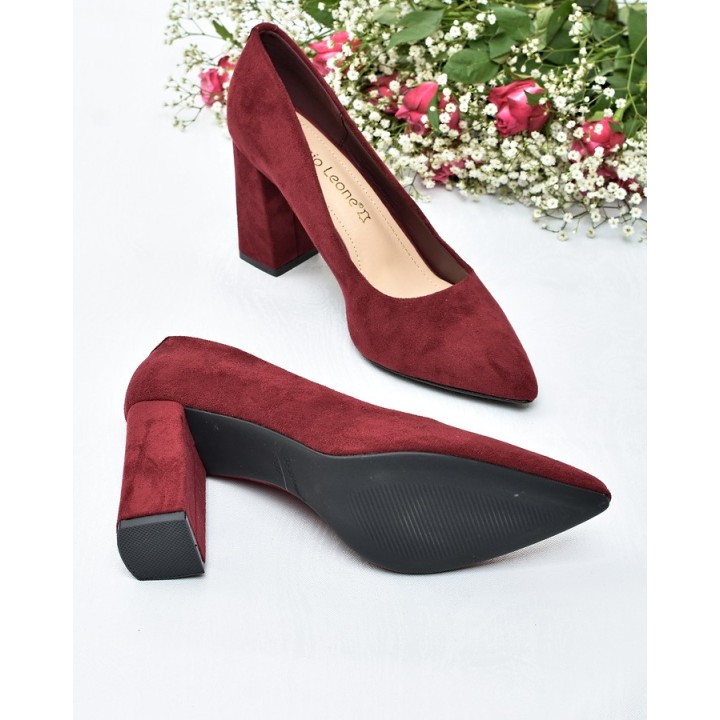 Obuwie damskie Sergio Leone PB216 Bordo zamsz