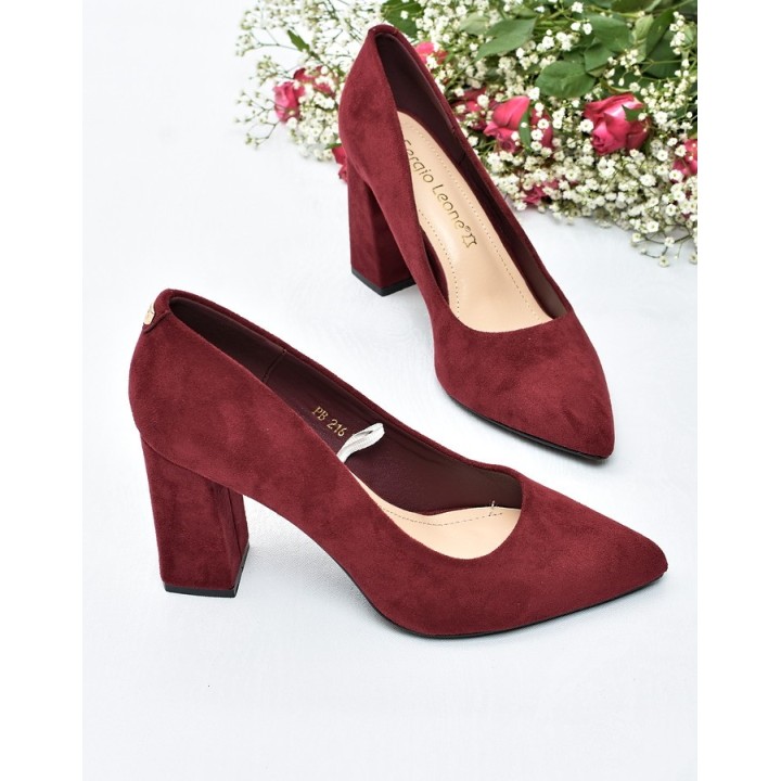 Obuwie damskie Sergio Leone PB216 Bordo zamsz
