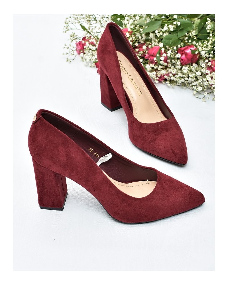 Obuwie damskie Sergio Leone PB216 Bordo zamsz