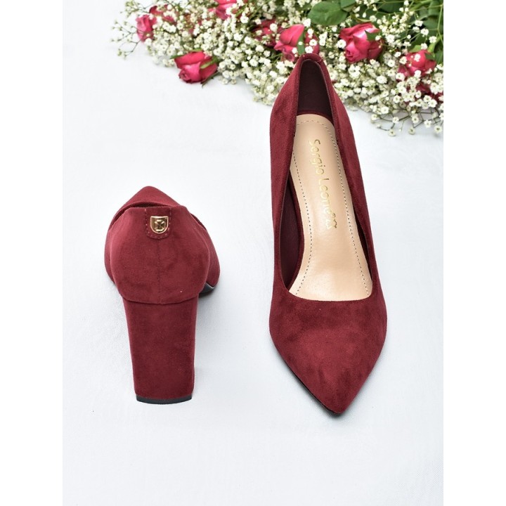 Obuwie damskie Sergio Leone PB216 Bordo zamsz