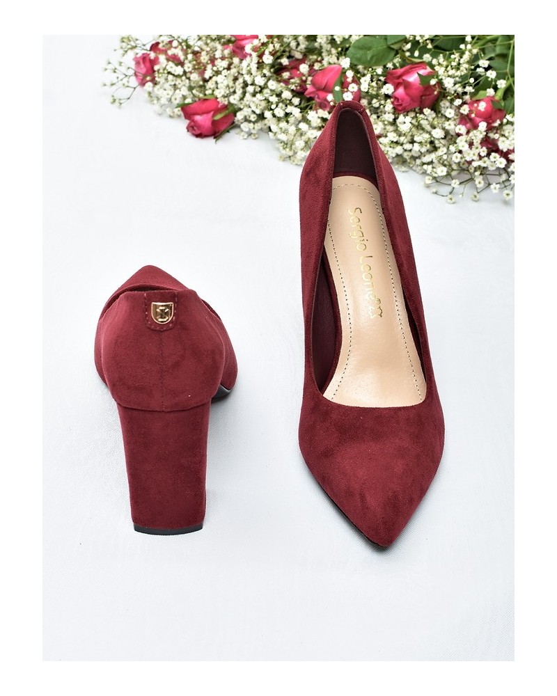 Obuwie damskie Sergio Leone PB216 Bordo zamsz