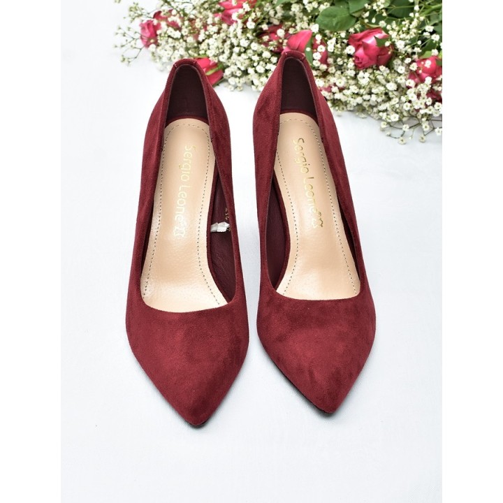 Obuwie damskie Sergio Leone PB216 Bordo zamsz
