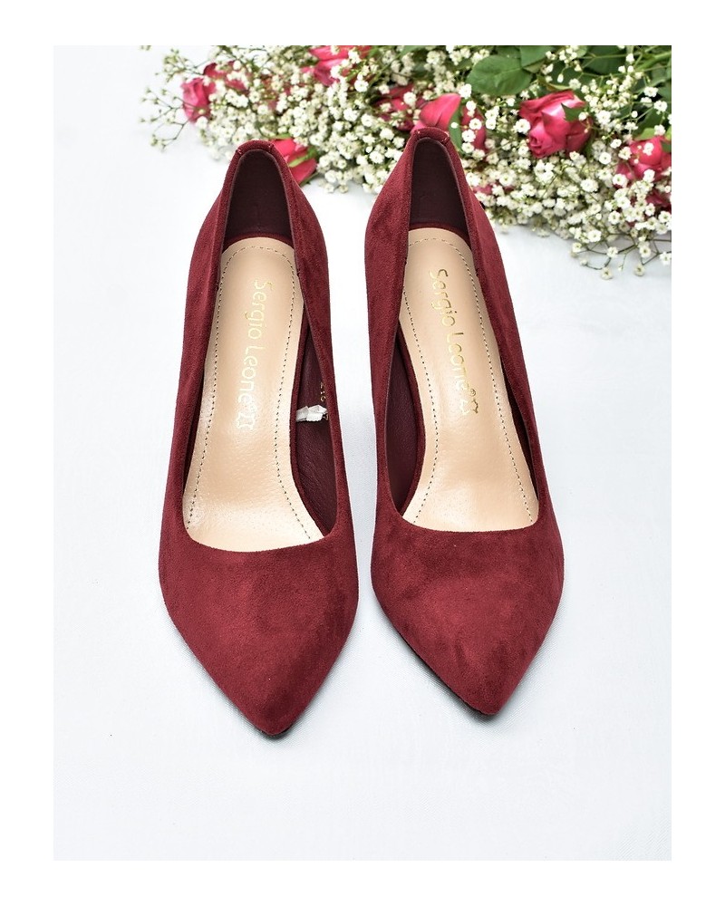 Obuwie damskie Sergio Leone PB216 Bordo zamsz