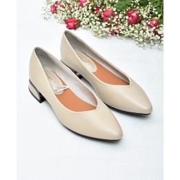 Baleriny na obcasie Vinceza 62280 Beż