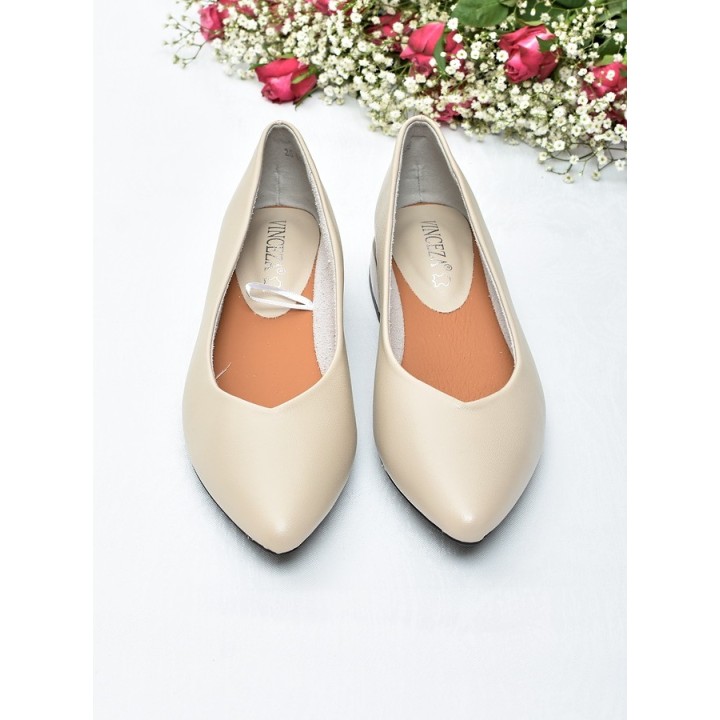 Baleriny na obcasie Vinceza 62280 Beż