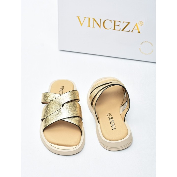 Klapki damskie Vinceza 86433 Złote