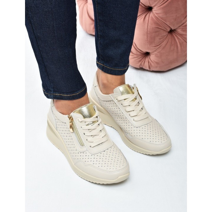 Sneakersy ażurkowe damskie Vinceza 95442 Beż
