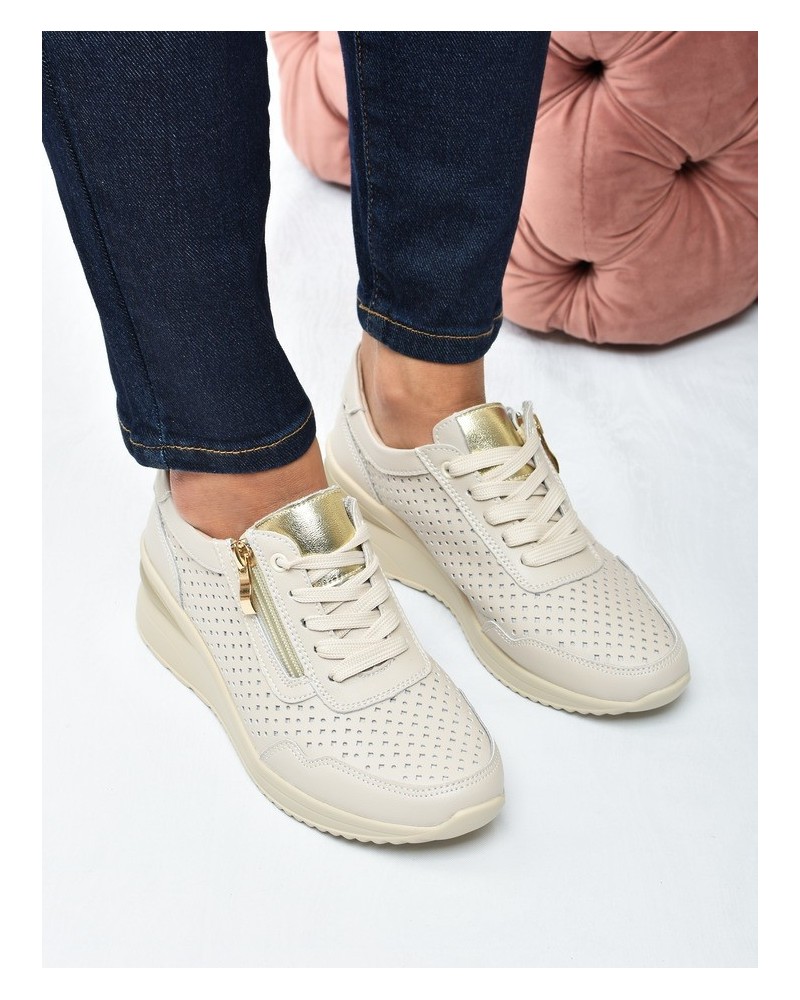 Sneakersy ażurkowe damskie Vinceza 95442 Beż