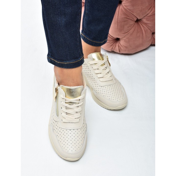 Sneakersy ażurkowe damskie Vinceza 95442 Beż