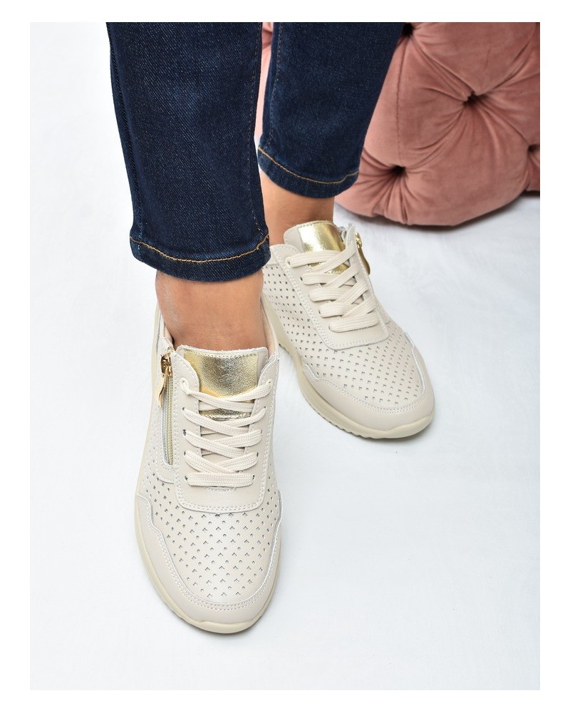 Sneakersy ażurkowe damskie Vinceza 95442 Beż