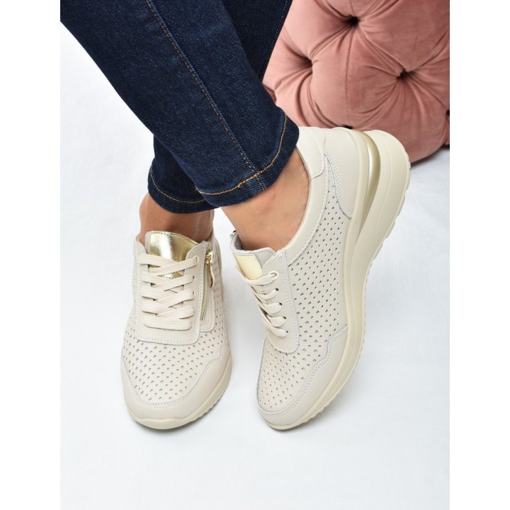 Sneakersy ażurkowe damskie Vinceza 95442 Beż