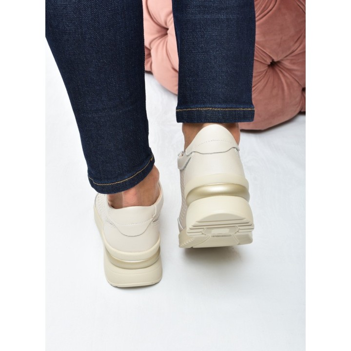 Sneakersy ażurkowe damskie Vinceza 95442 Beż