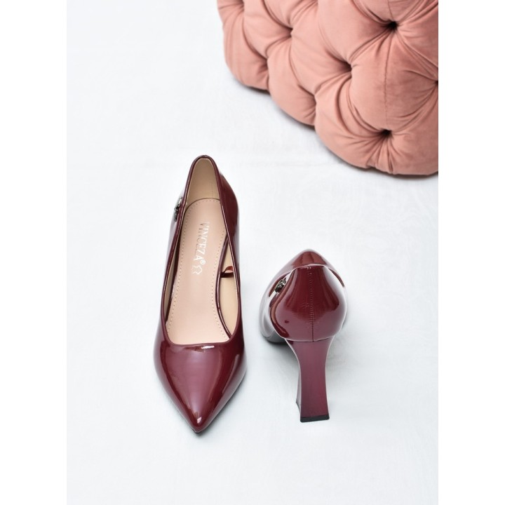 Czółenka damskie Vinceza 62328 Bordo Lakier