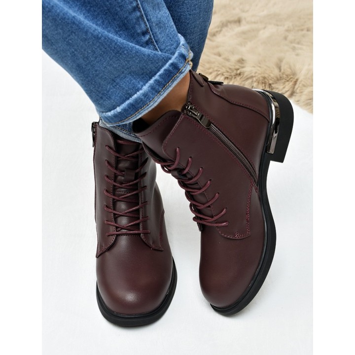 Trzewiki botki damskie Vinceza 86450 Bordo