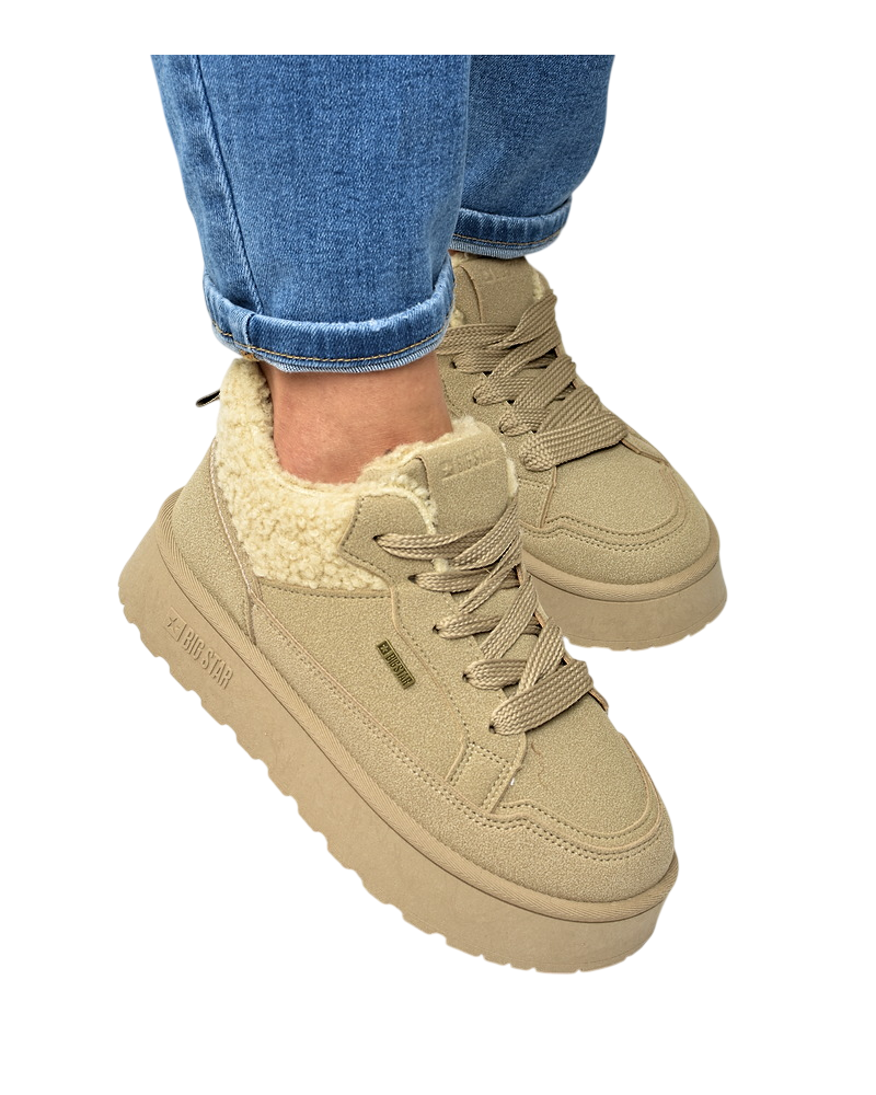 Śniegowce sneakersy damskie Big Star SS274105 Beż